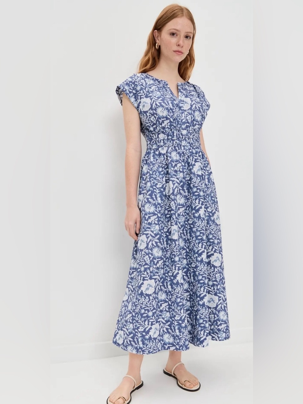 Marea by Liz Joy Clara Indigo Blossom Floral Maxi Dress Size Small